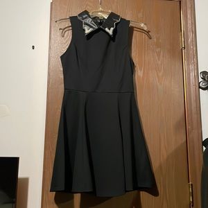 flowy black dress with collar